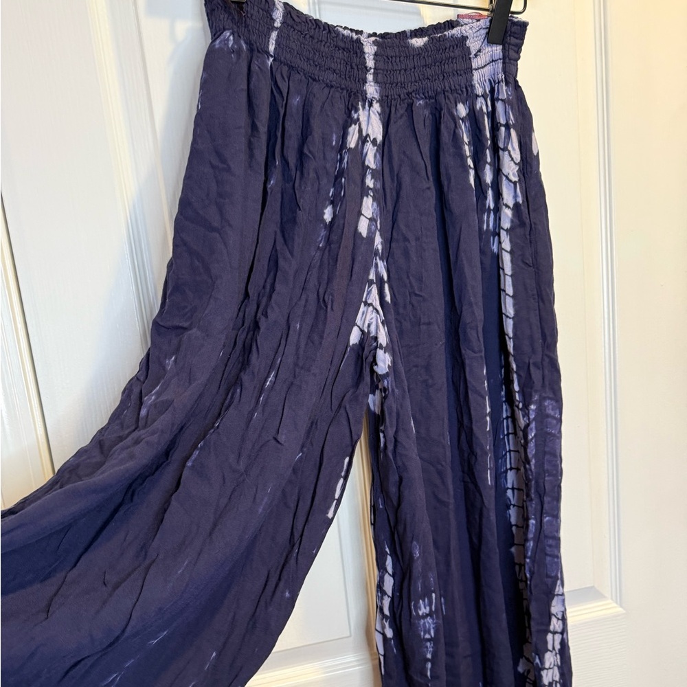 Boho Me Purple Tie Dye Wide Leg Flowy Pants Size M - Picture 7 of 8
